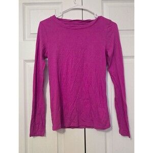 Gap Women's XS Purple Solid Feather Tee Knit Long Sleeve Scoop Neck Pullover Top